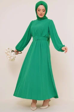 Pleated Belted Ayrobin Dress