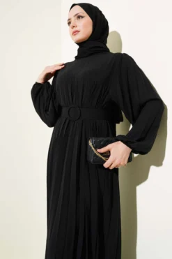 Alternative view of Pleated Belted Ayrobin Dress Black