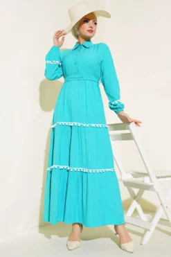 Pom-Pom Eyebrow Dress Mint