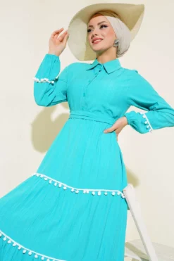 Alternative view of Pom-Pom Eyebrow Dress Mint
