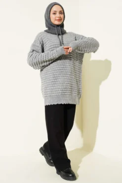 Vista alternativa de Popit Textured Knit Tunic Grey