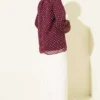 Polka Dot Tie Neck Chiffon Tunic Burgundy بالجملة tunic view 3 - Hicabistan مصنع تركيا