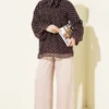 Polka Dot Tie Neck Chiffon Tunic Brown all'ingrosso tunic view 2 - Hicabistan fabbrica Turchia