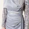Sequined Detail Train Evening Dress Grey all'ingrosso dress view 4 - Hicabistan fabbrica Turchia