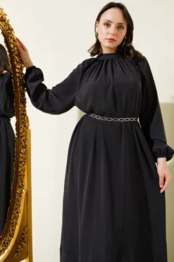 Alternative view of Raglan Sleeve Chain Belted Dress Anthracite