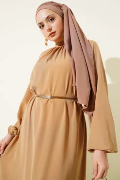 Alternative view of Raglan Sleeve Chain Belted Dress Camel