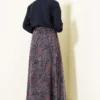 Retro Patterned Scarf Skirt Two-Piece Set Navy Blue en gros clothing set view 3 - Hicabistan usine Turquie