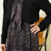 Retro Patterned Scarf Skirt Two-Piece Set Black wholesale clothing set view 4 - Hicabistan Turkey factory
