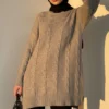 Knitted Textured Soft Knit Tunic Grey