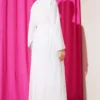 Pleated Chiffon Dress White wholesale dress view 3 - Hicabistan Turkey factory