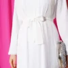 Pleated Chiffon Dress White wholesale dress view 4 - Hicabistan Turkey factory
