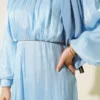 Stone Embellished Balloon Sleeve Evening Dress Baby Blue al por mayor dress view 4 - Hicabistan fábrica Turquía
