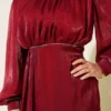 Stone Embellished Balloon Sleeve Evening Dress Burgundy al por mayor dress view 4 - Hicabistan fábrica Turquía