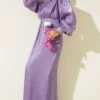 Stone Embellished Balloon Sleeve Evening Dress Lilac al por mayor dress - Hicabistan fábrica Turquía