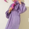 Stone Embellished Balloon Sleeve Evening Dress Lilac al por mayor dress view 2 - Hicabistan fábrica Turquía