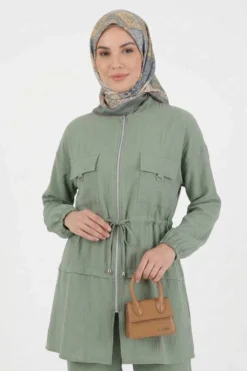 Alternative view of Fake Pocket Zippered Two-Piece Set
