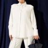 Fake Pocket Hidden Button Two-Piece Set White en gros clothing set view 2 - Hicabistan usine Turquie