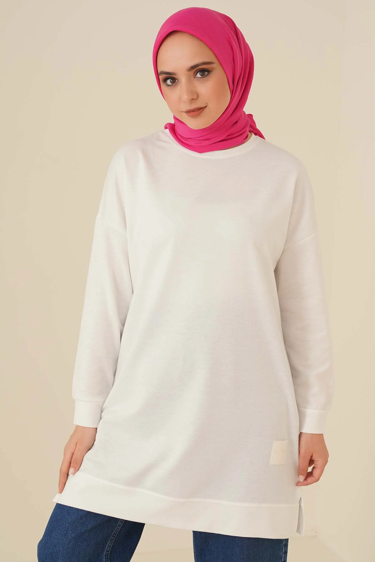 Oversized Patch Tunic White