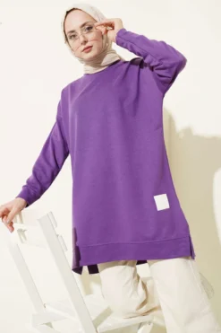 Oversized Patch Tunic Lilac