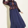 Satin Pocketed Blouse with Skirt Set Burgundy al por mayor clothing set view 2 - Hicabistan fábrica Turquía