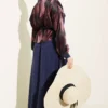 Satin Pocketed Blouse with Skirt Set Burgundy al por mayor clothing set view 3 - Hicabistan fábrica Turquía