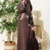 Satin Pocketed Blouse with Skirt Set Brown Großhandel clothing set view 3 - Hicabistan Türkei Fabrik
