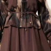 Satin Pocketed Blouse with Skirt Set Brown Großhandel clothing set view 4 - Hicabistan Türkei Fabrik