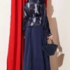Satin Pocketed Blouse with Skirt Set Navy Blue Großhandel clothing set view 3 - Hicabistan Türkei Fabrik