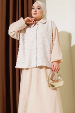 Alternative view of Fringe Detailed Skirted Two-Piece Set Beige