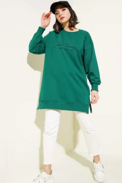 Alternative view of Printed Two-Way Tunic Green
