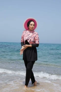 منظر بديل لـ Printed Modest Swimwear with Top Cover Pomegranate Blossom
