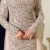 Tulle Cape Sequin Evening Dress Beige Großhandel dress view 4 - Hicabistan Türkei Fabrik