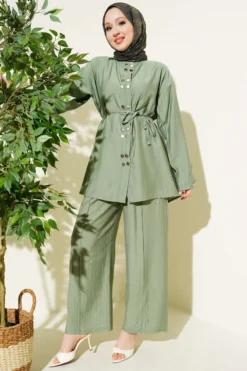 Alternative view of Snap Button Belted Two-Piece Set