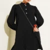 Stone Button Two-Piece Set Black بالجملة clothing set view 2 - Hicabistan مصنع تركيا