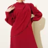 Stone Detail Jumpsuit Set Burgundy groothandel clothing set view 2 - Hicabistan Turkije fabriek