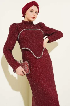 Alternative view of Stone Embellished Evening Outfit Burgundy