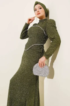 Alternative view of Stone Embellished Evening Outfit Khaki