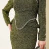 Stone Embellished Evening Outfit Khaki groothandel clothing set view 4 - Hicabistan Turkije fabriek