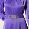 Embellished Satin Evening Dress Lilac wholesale dress view 4 - Hicabistan Turkey factory