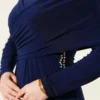 Stone Embellished Cross Neck Sandy Evening Dress Navy Blue Großhandel dress view 4 - Hicabistan Türkei Fabrik