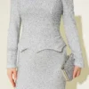 Stone Embellished Fish Model Evening Dress Set all'ingrosso clothing set view 4 - Hicabistan fabbrica Turchia