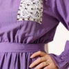 Beaded Lace Pocketed Elastic Waist Dress Lilac بالجملة dress view 4 - Hicabistan مصنع تركيا