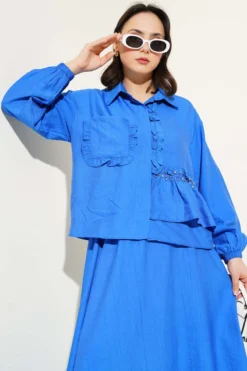 Embellished Ruffled Skirt Two-Piece Set wholesale clothing set view 2 - Hicabistan Turkey factory