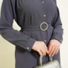 Stone Buckle Belted Two-Piece Set wholesale clothing set view 4 - Hicabistan Turkey factory