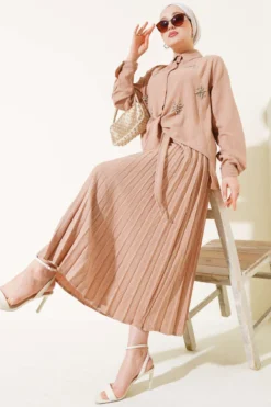 Beaded Front Tied Skirt Set