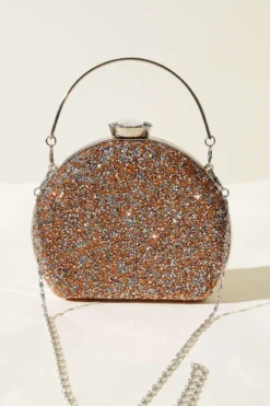 Vista alternativa di Stone-Studded Oval Evening Bag Copper