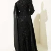 Embellished Cape Evening Dress Black al por mayor dress view 3 - Hicabistan fábrica Turquía