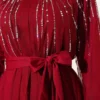 Embellished Tulle Cape Abaya Burgundy all'ingrosso dress view 4 - Hicabistan fabbrica Turchia