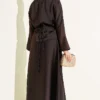 Satin Skirt Set with Stone Tassels Brown wholesale clothing set view 3 - Hicabistan Turkey factory