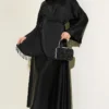 Satin Skirt Set with Stone Tassels Black Großhandel clothing set - Hicabistan Türkei Fabrik